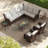 Ensemble de conversation modulaire en rotin pour 8 personnes avec 2 chaises et coussins Ansis