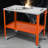 36" x 18" Welding Table, 1200lbs Load Capacity Steel Welding Workbench Table on Wheels, 4 Tool Slots, 5/8-inch Fixture Holes, Portable Work Bench with Braking Lockable Casters, Tool Tray