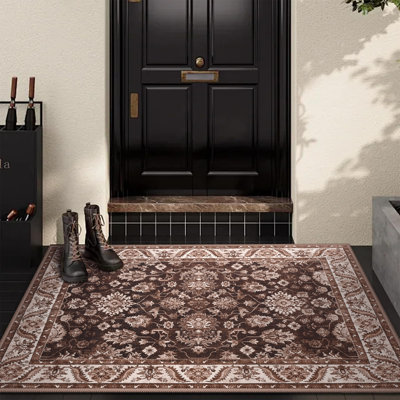 Tapis à motif floral lavable Fillender
