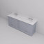 Meuble-lavabo double 80 po X P 22 po D, dessus en quartz blanc et ensemble de robinet-2134837338