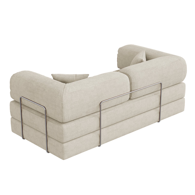 Sicilia 78.7" Corduroy Convertible Sofa Bed, Beige