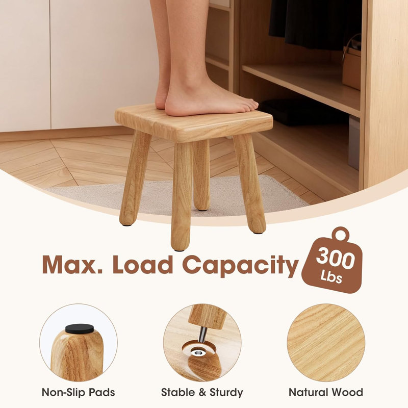 9 Inch Small Wooden Step Stool