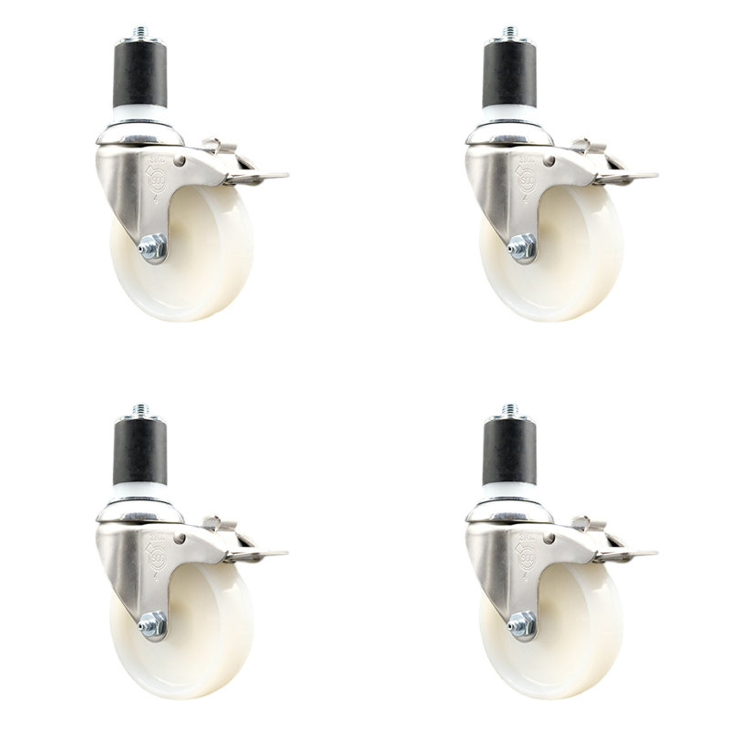 Roulettes pivotantes, H 4 po x l 4 po