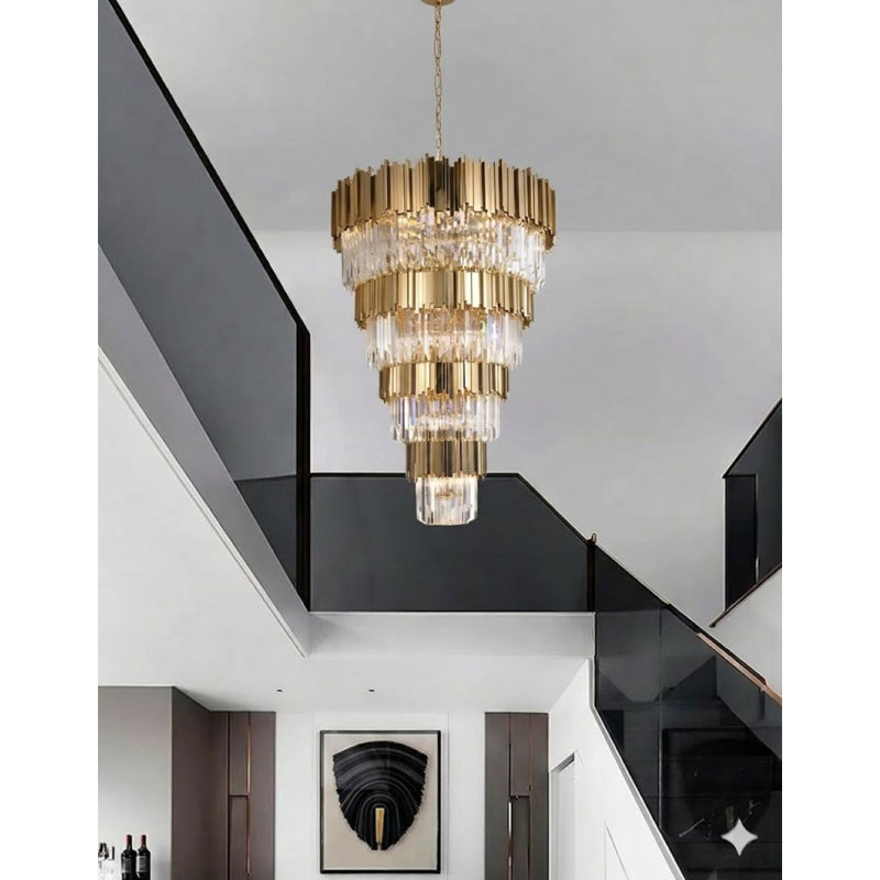 Transitional 42 Light 4 Tier Gold Crystal Chandelier, Gold