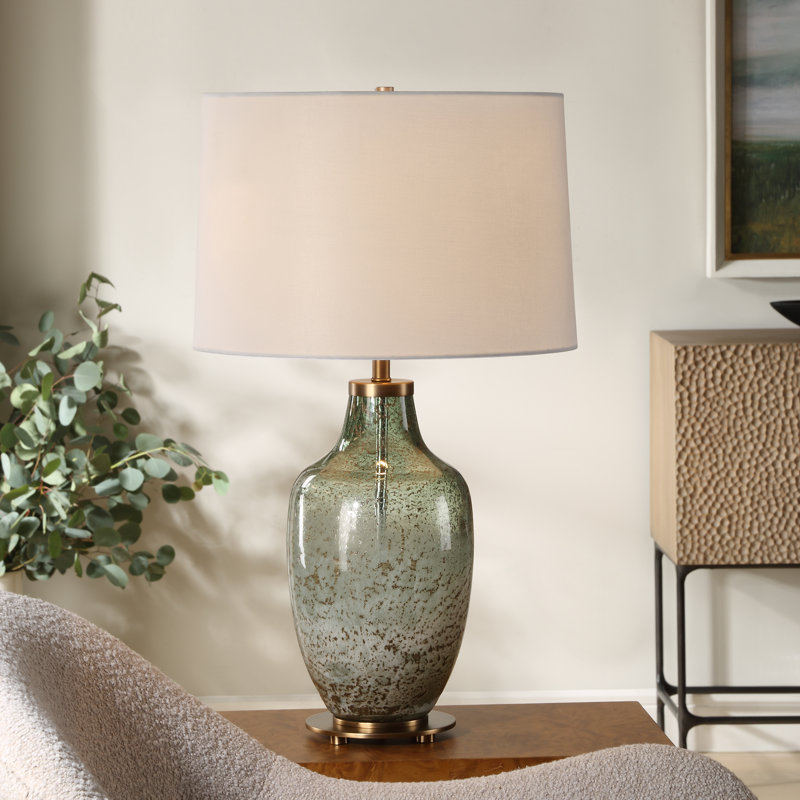 Latitude Run® Lemp Olive Glass Table Lamp