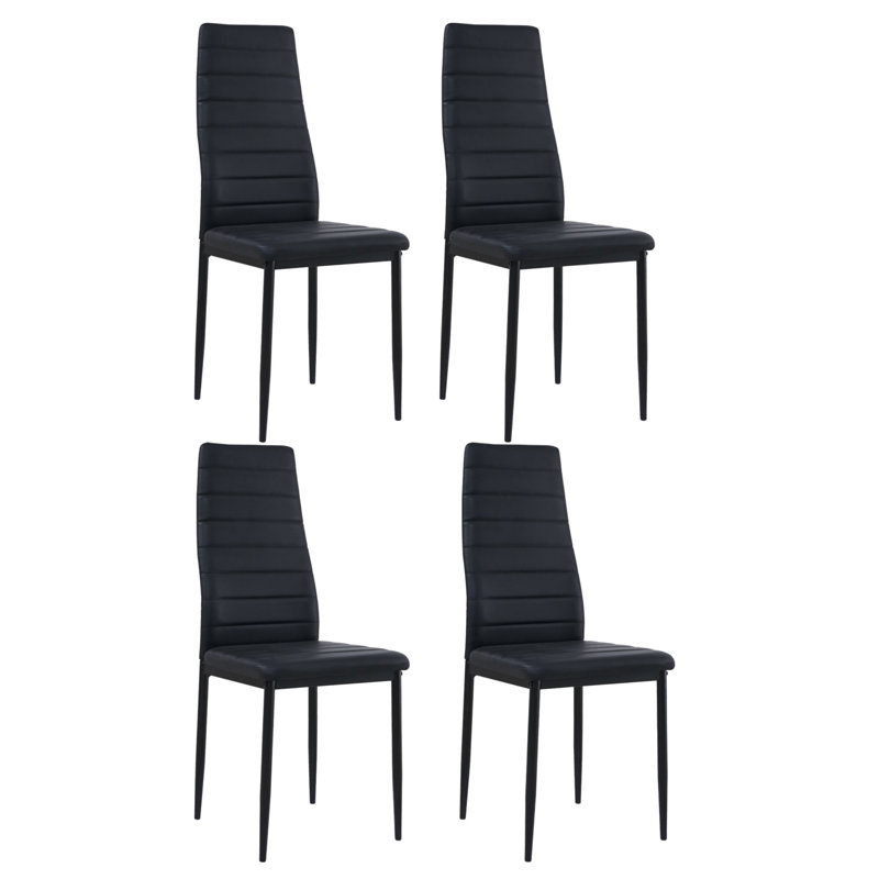 Kinli 18.89'' H Polyurethane Upholstered Parsons Chair, Black, 4