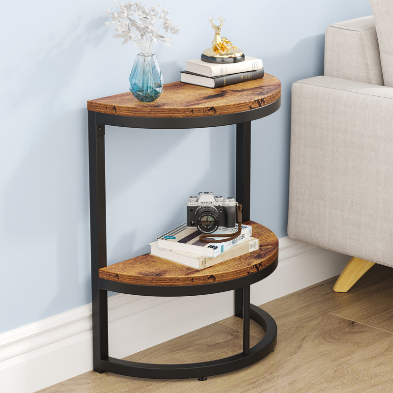 Table de bout avec rangement Viktualien, Brun, Noir