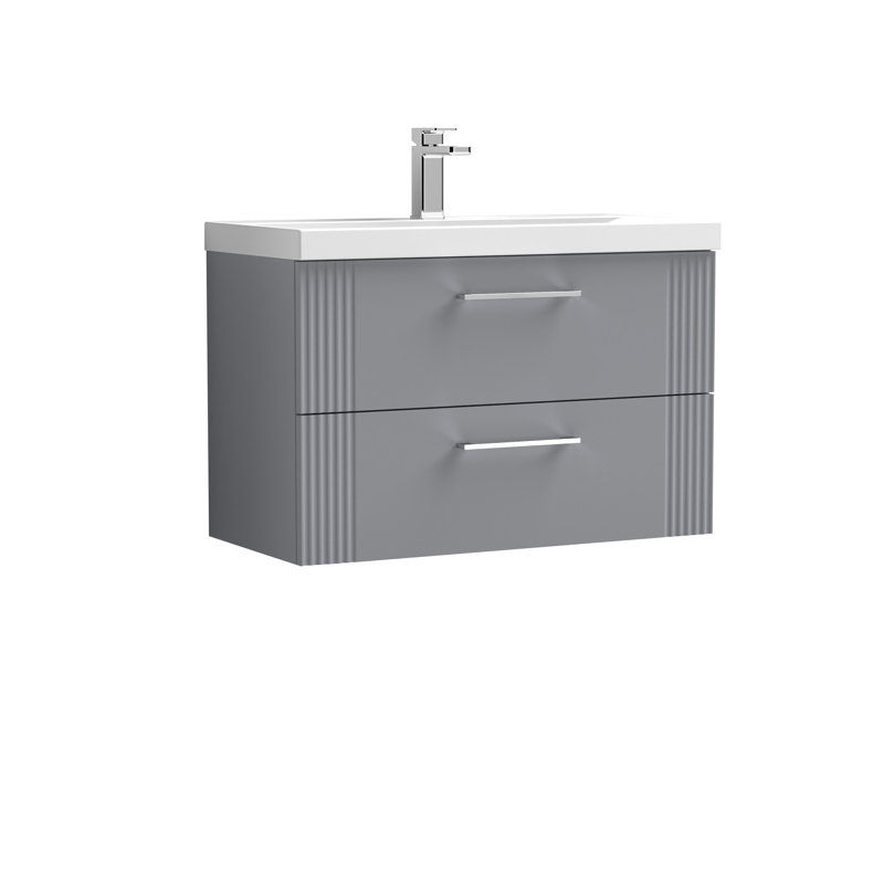 Deco 810mm Single Bathroom Vanity with Integrated Vitreous China Basin, Satin Gray