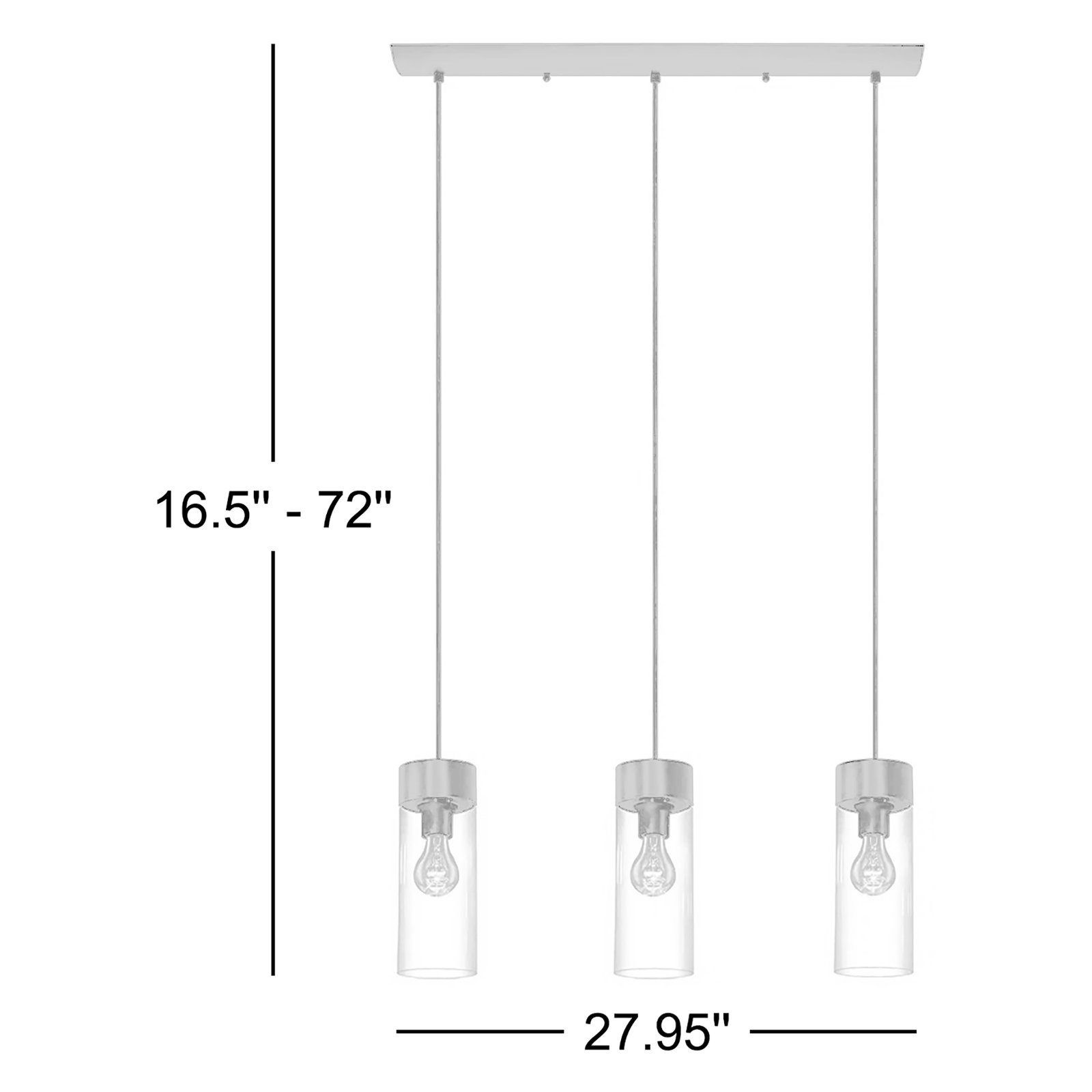 Monterey 3 Light Glass Dimmable Pendant