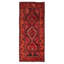 Tapis de couloir unique en laine noué à la main de style années 2000 4 pi 2 po x 8 pi 10 po en rouge / bleu marine foncé / beige Anieyah