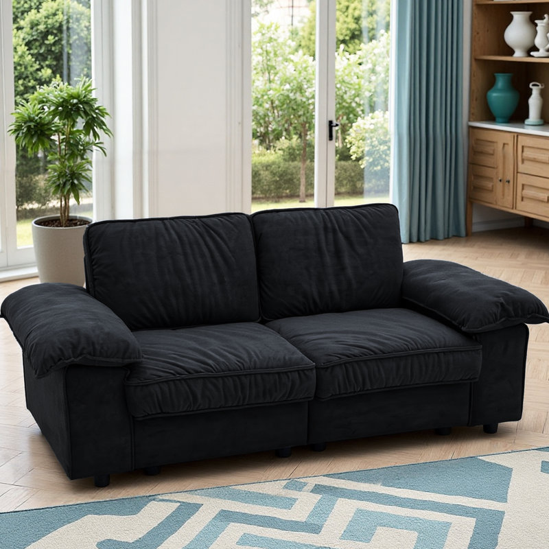 Causeuse compacte à 2 places avec rangement dissimulé, idéale pour les petits appartements et les studios, offrant confort et fonctionnalité