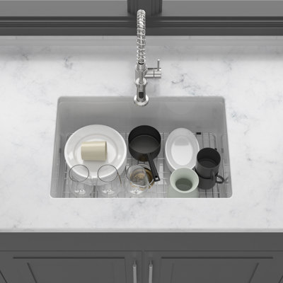 30" X 18" X 10" Undermount Or Dual Mount White Fireclay Kitchen Sink, Single Bowl Rectangular Deep Basin | Gift Idea