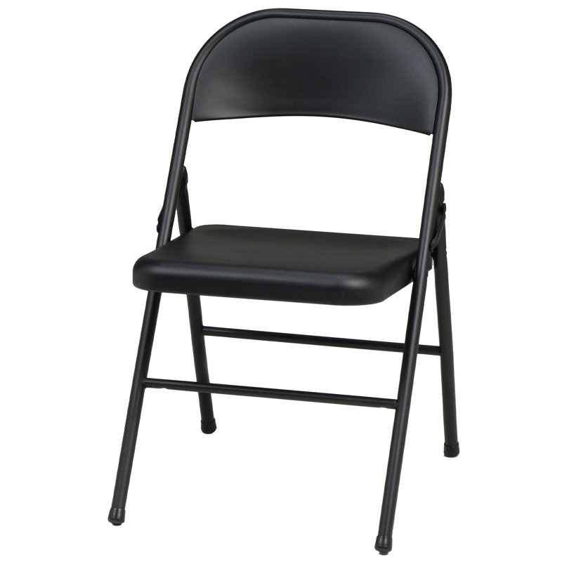 Red Barrel Studio® Sudden Comfort All Steel Folding Chair Set, Chicory Frame (Set of 4), Black Lace