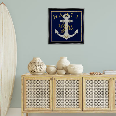 «Nauti Girl with Anchor», art mural encadré flottant par Graffi * Tee Studios