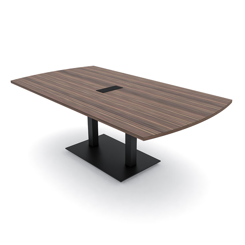 Table de conférence Pavert Arc Unité électrique, Noir mat, Eucalyptus naturel, H 30 po x l 84 po x P 48 po
