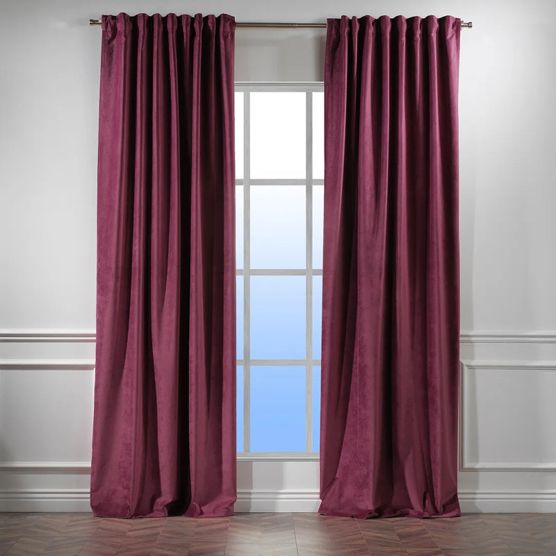 Rideau simple extra long et extra large en velours mat luxueux, 52 Rose, L 52 po x L 72 po