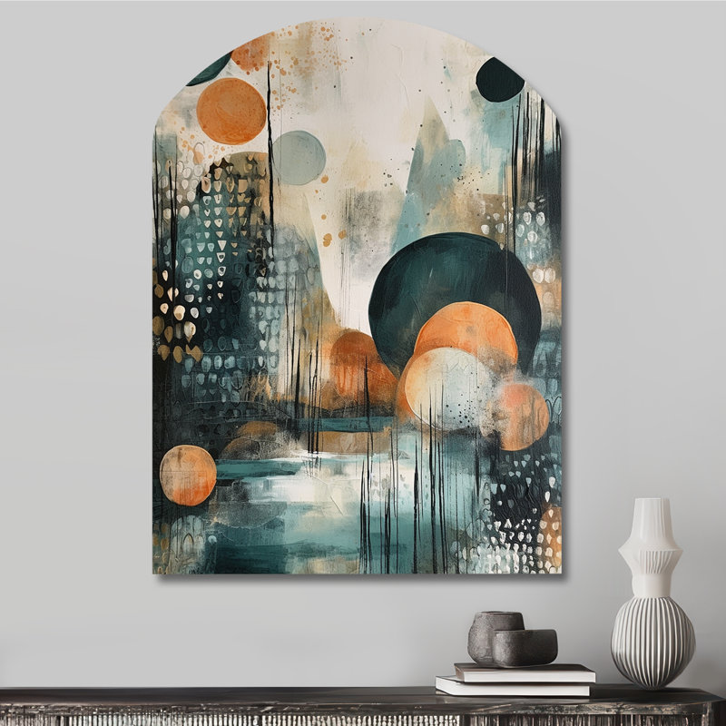 Green And Brown Artistic Liberation III - Boho Feather Arch Shape Irregular Metal Wall Decor, 34" H x 25" W x 1" D