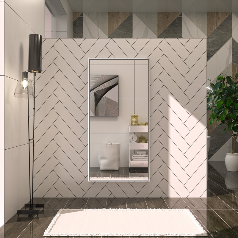 Stemn Framed Bathroom Vanity Mirror Accent Mirror, Silver, 48" x 24"