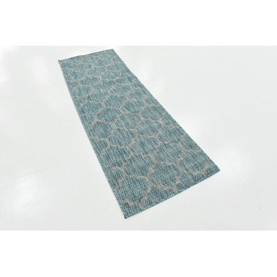 Outdoor Veranda Area Rug Aqua Color