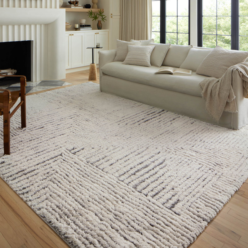 Lindell Ivory/Gray Area Rug, Rectangle 5'3" x 7'6"