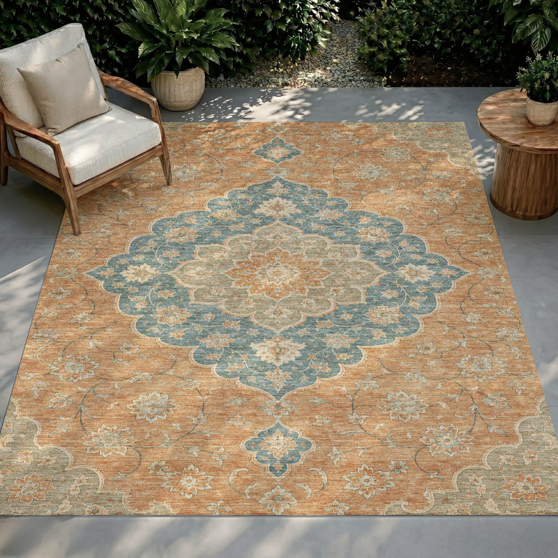 Tapis Chantille ACN3081 Global, lavable à la machine, intérieur/extérieur, Terra Cotta, 5 pi x 7 pi 6 po