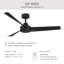 Ventilateur de plafond moderne à 3 pales intérieur / extérieur noir mat à 3 pales avec contrôle mural Rizo-127174495