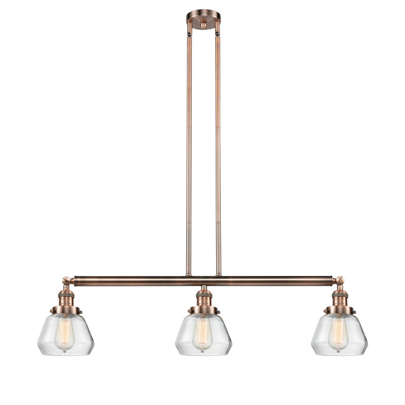 Chill 3 - Light Kitchen Island Pendant, Clear, No Bulb Included, Antique Copper