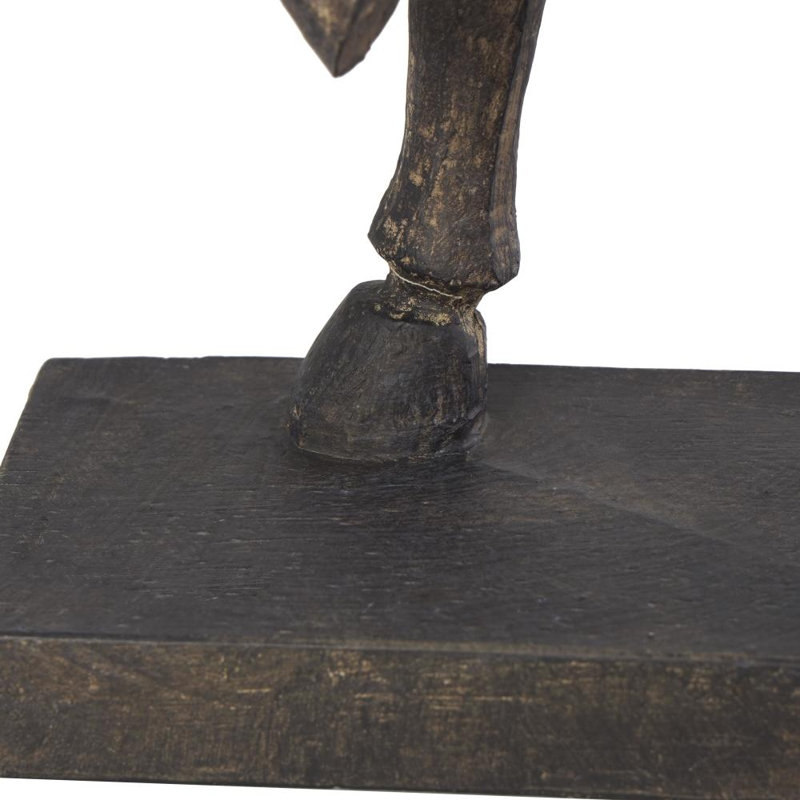 Sculpture cheval en polystone brun Wagnon, H 15 po x l 14 po x P 6 po