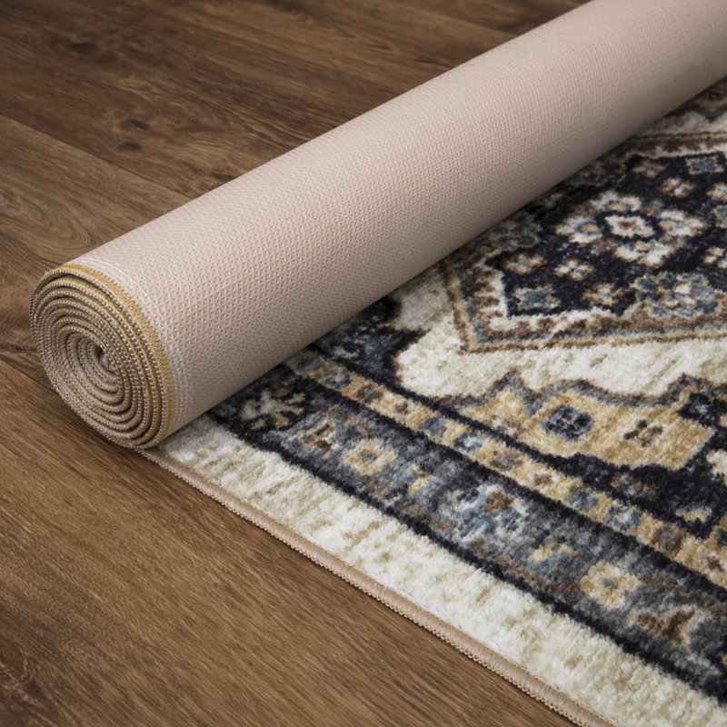 Tapis taupe lavable antidérapant Lyanne, Rectangle 7 pi 10 po x 10 pi