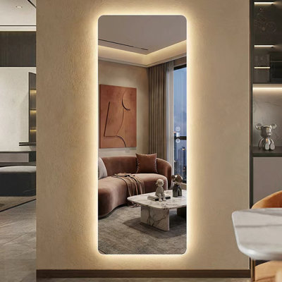 65" x 24" Rectangular Frameless LED Full Length Mirror, 3 Colour Lighting, Radar Motion Sensor Control, Explosion-Proof, Wall Mounted Backlit Vanity Mirror
