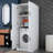 Modern Washing Machine Cabinet, White, 27.6 x 71.5 x 28.5 inches | 100% Melamine Coated E1 Quality Chipboard, Multiple Shelves, Wall-Mountable Design | Perfect for Laundry Rooms, Stylish and Functional Storage Solution