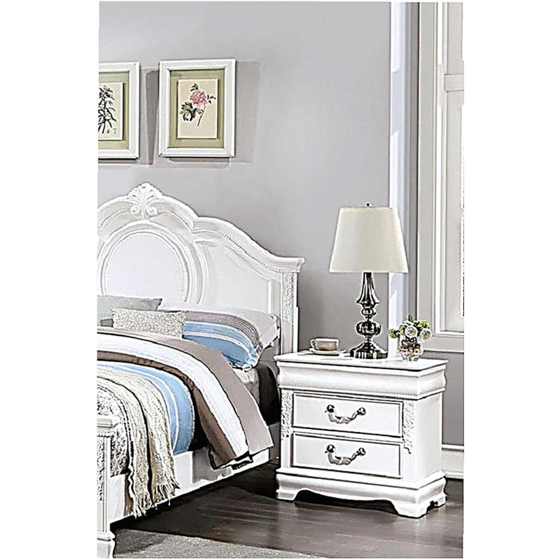 Table de chevet classique de couleur blanche 1pc