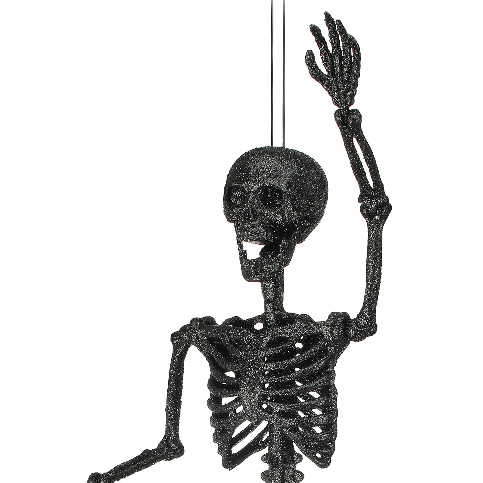 36" Plastic Glitter Skeleton, Black