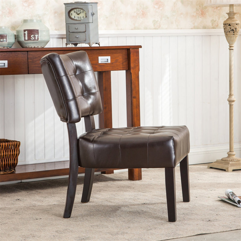 Fauteuil d'appoint capitonné avec sièges surdimensionnés, fauteuil confortable, fauteuil rembourré, Similicuir brun