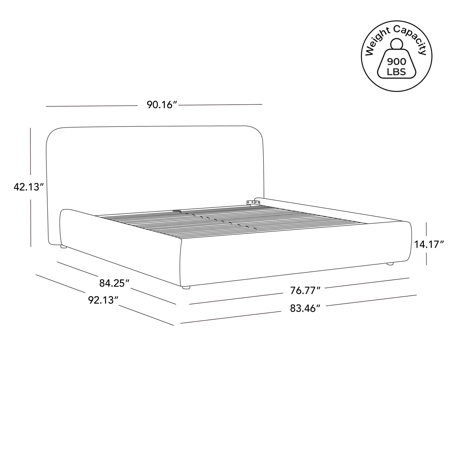 Bella Linen Upholstered Bed, King, Elite Charcoal