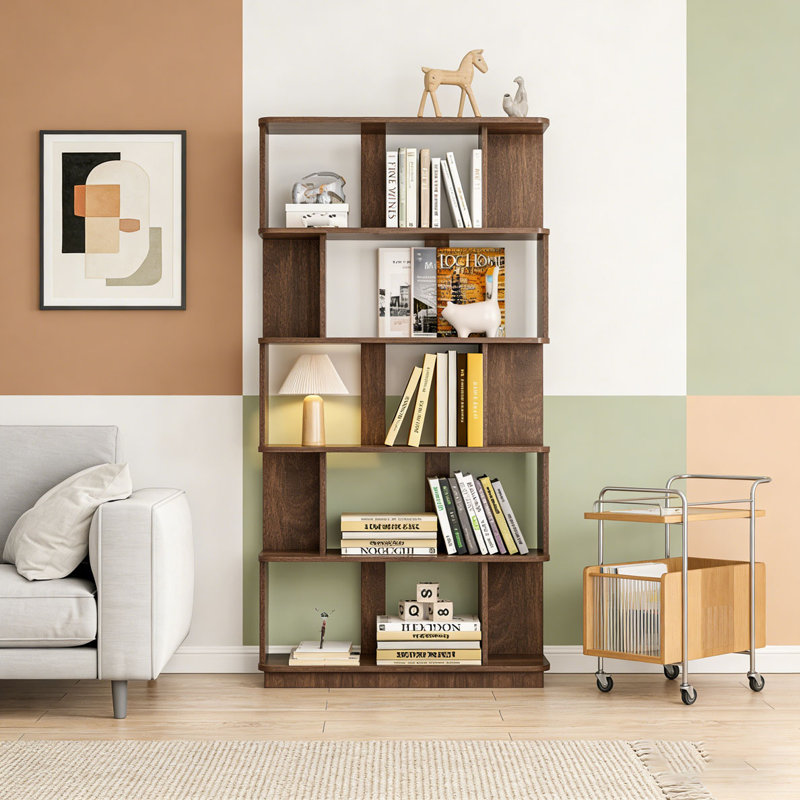 Bibliothèque de rangement ouverte à 5 niveaux L 31,5 "x H 64,56", Marron foncé