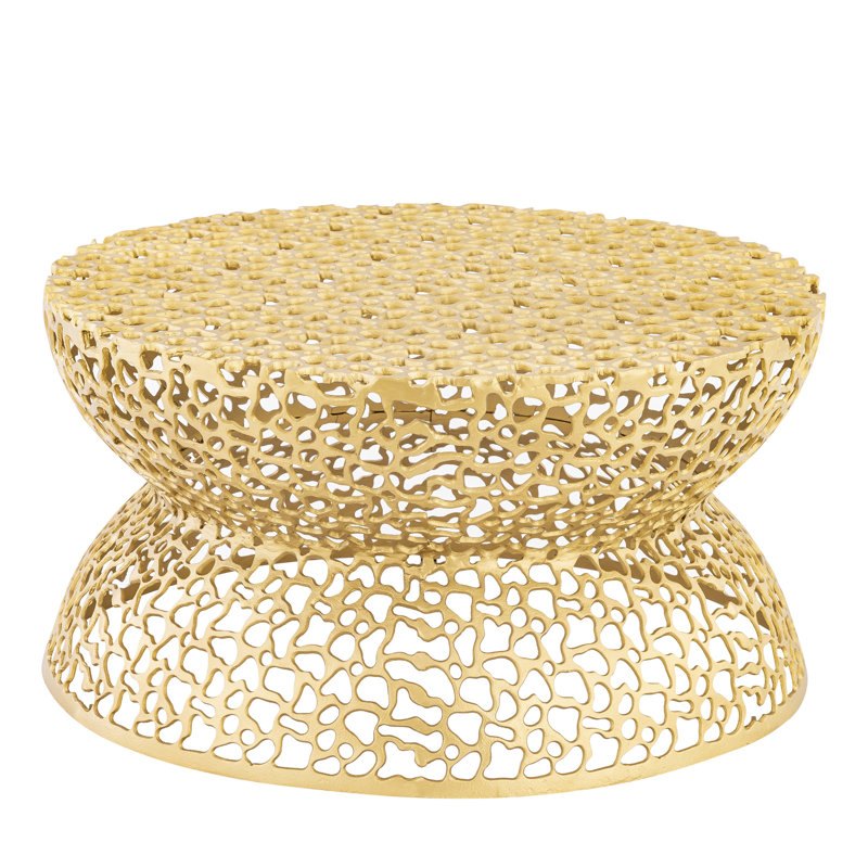 Table basse de style moderne 32 po en métal doré, Doré
