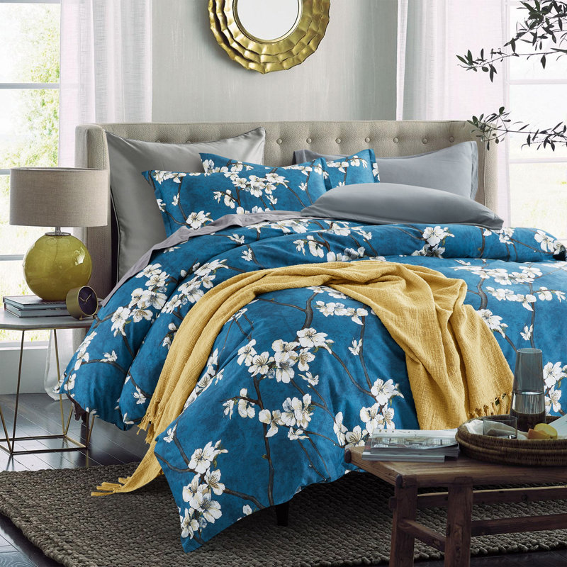 Sateen Floral Duvet Cover, King Duvet Cover
