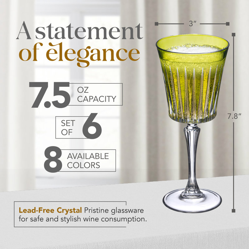Verres à vin colorés - Ensemble de 6 gobelets à vin - Verrerie - Gobelets à eau - 7,5 oz, Vert