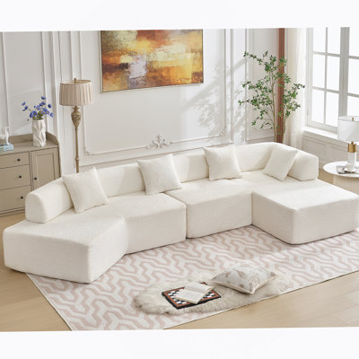 Canapé modulaire moderne en L de 140 po, sans assemblage requis, canapé modulaire Boucle