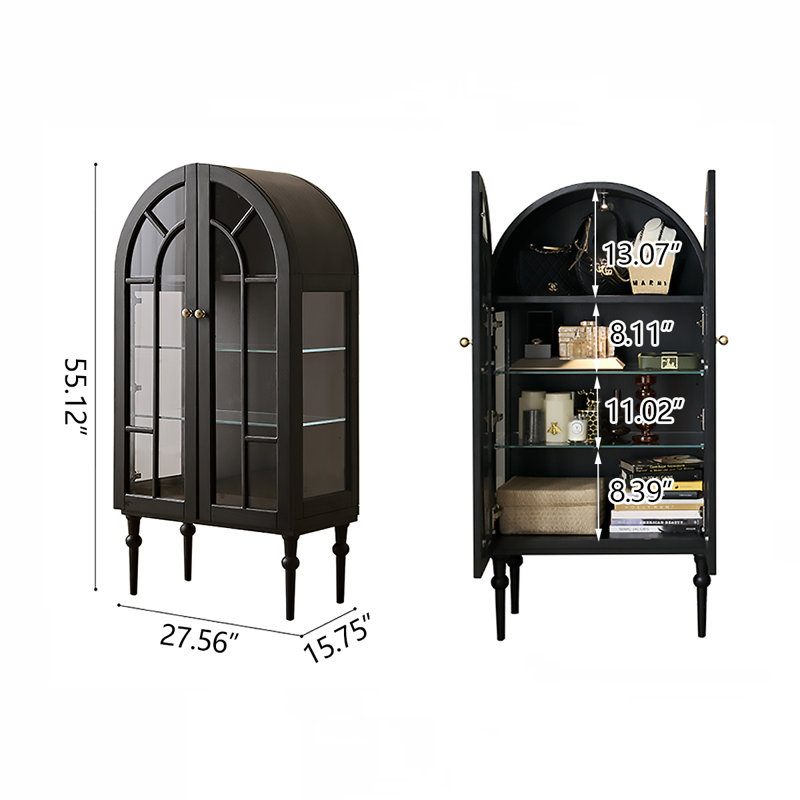 27.56"Black Style Creative Solid Wood Red Oak Bookshelf