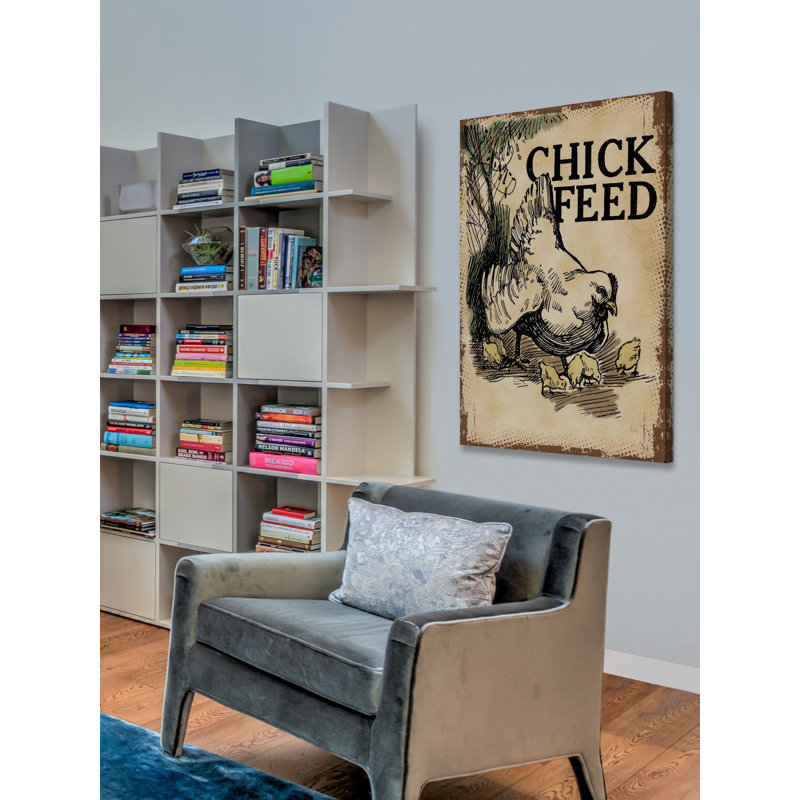 Impression sur toile tendue poulets chick feed, H 45 po x l 30 po