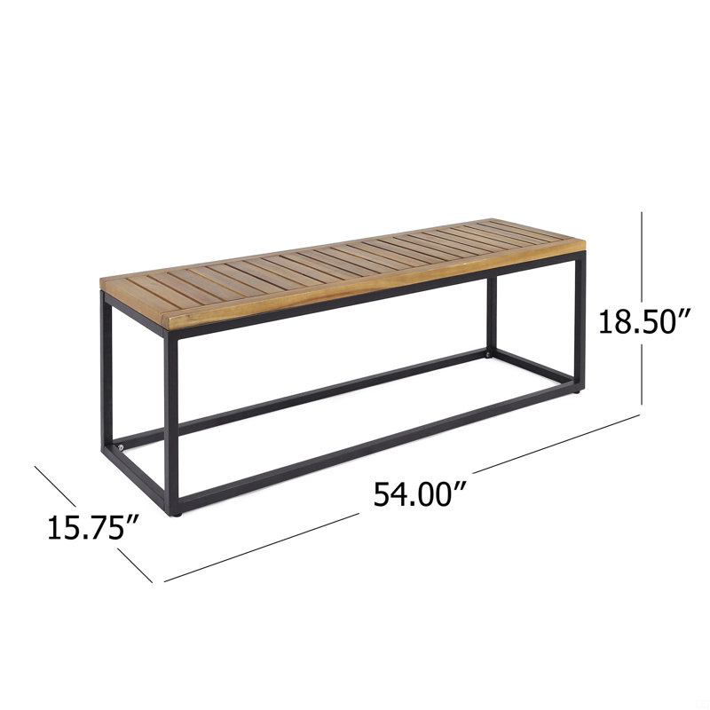 Banc industriel en bois et métal, Brun / Noir
