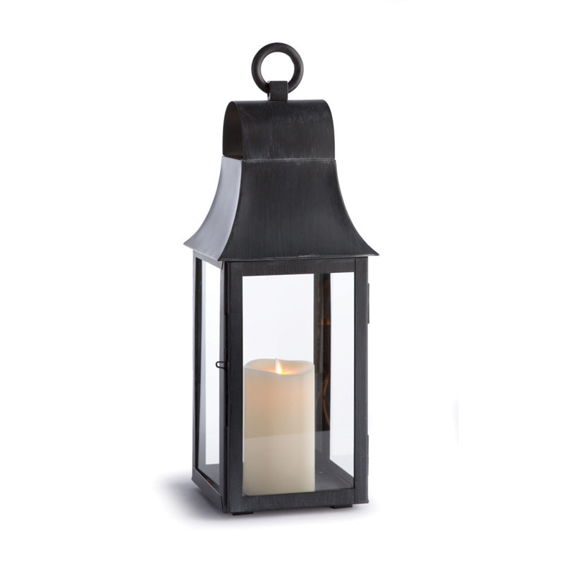 Stainless Steel Lantern, 21.5" H x 8.25" W x 7.75" D