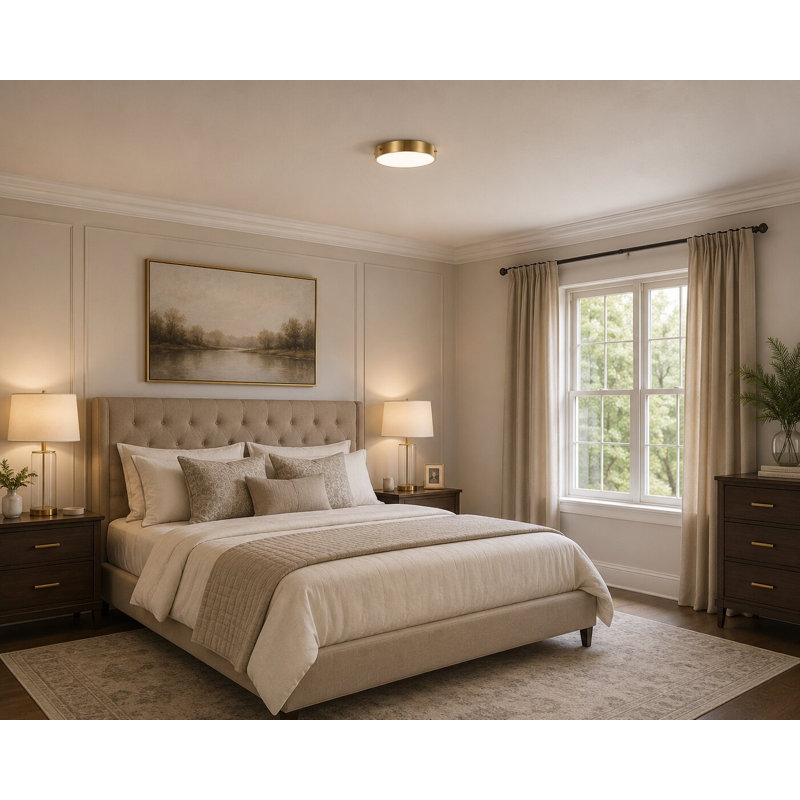 Gold LED Round Flush Mount, Brass
