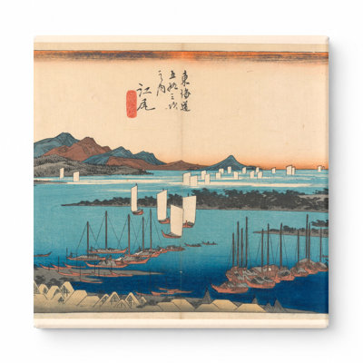 Ejiri: vue de Miho no Matsubara (Tokaido Gojusan-Tsugi no Uchi) 1834 - Art mural carré sur toile