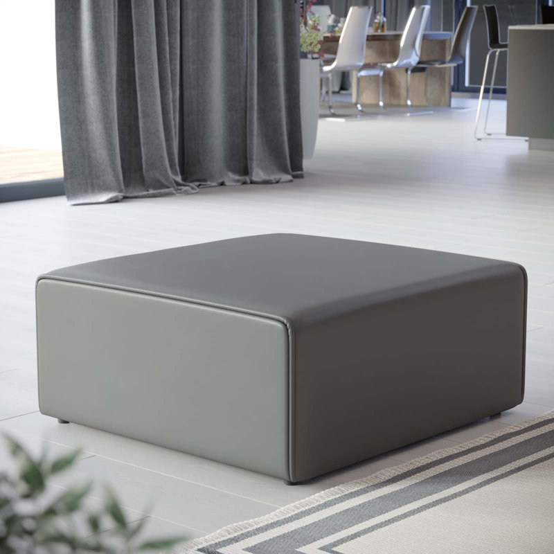 Repose-pieds en velours gris Mingle Performance, Similicuir gris