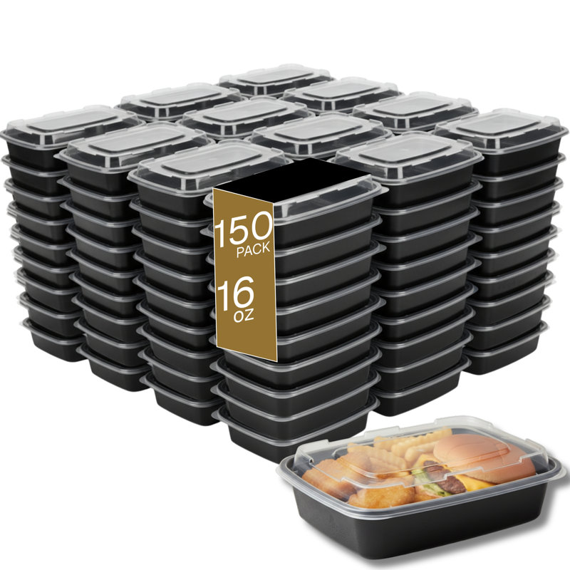 Microwaveable Container (Rectangular) with Lid, 16oz, 150-Pack