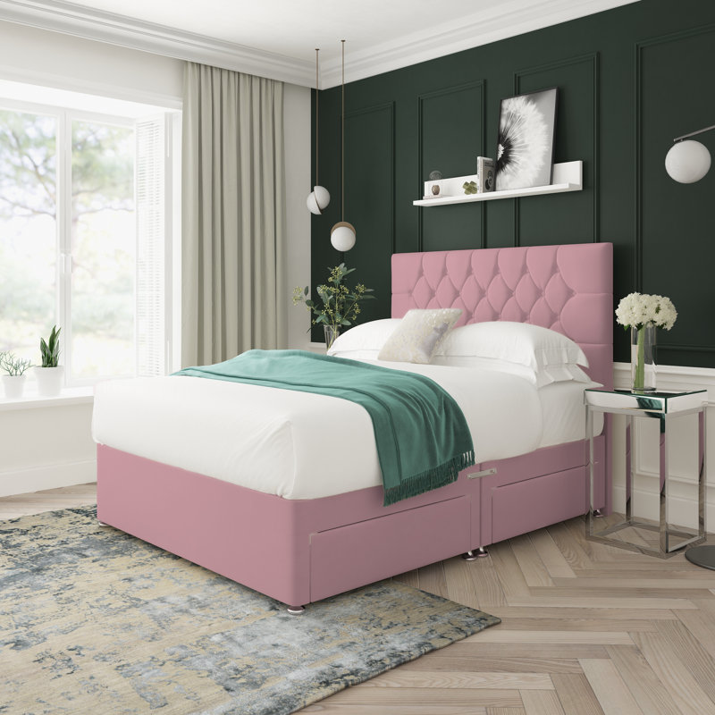 Upholstered Bed, Small Double (4'), Pink