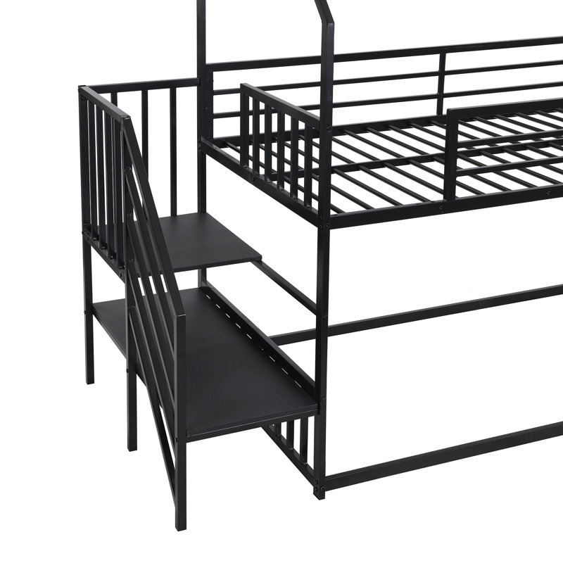 Parowan Twin Over Twin Metal Bunk Bed by Harper Orchard, Black